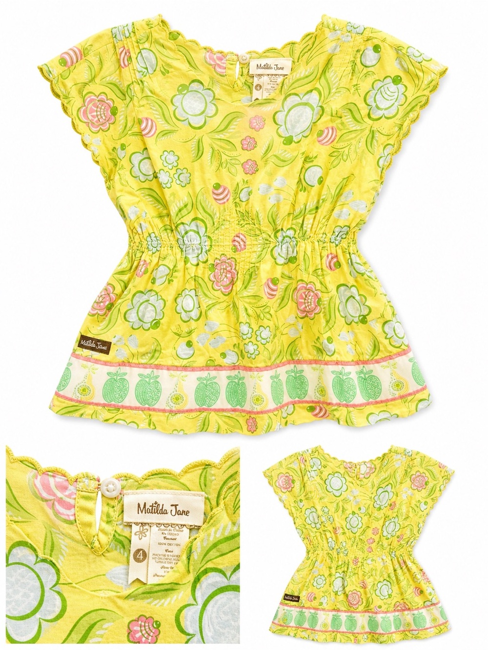 Matilda Jane Yellow Floral Peasant Top 🌼
Girls Size 4
